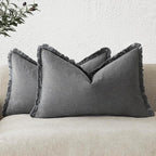 Foindtower Set of 2 Decorative Linen Fringe Lumbar Throw Pillow Covers Boho by Foindtower