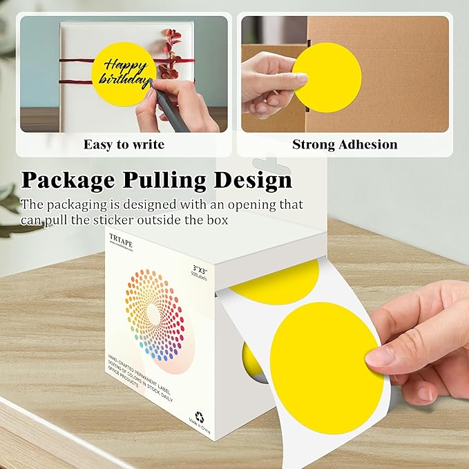 3 Inch Round Colored Dot Stickers, 4 Rolls in Dispenser Box - Image 3