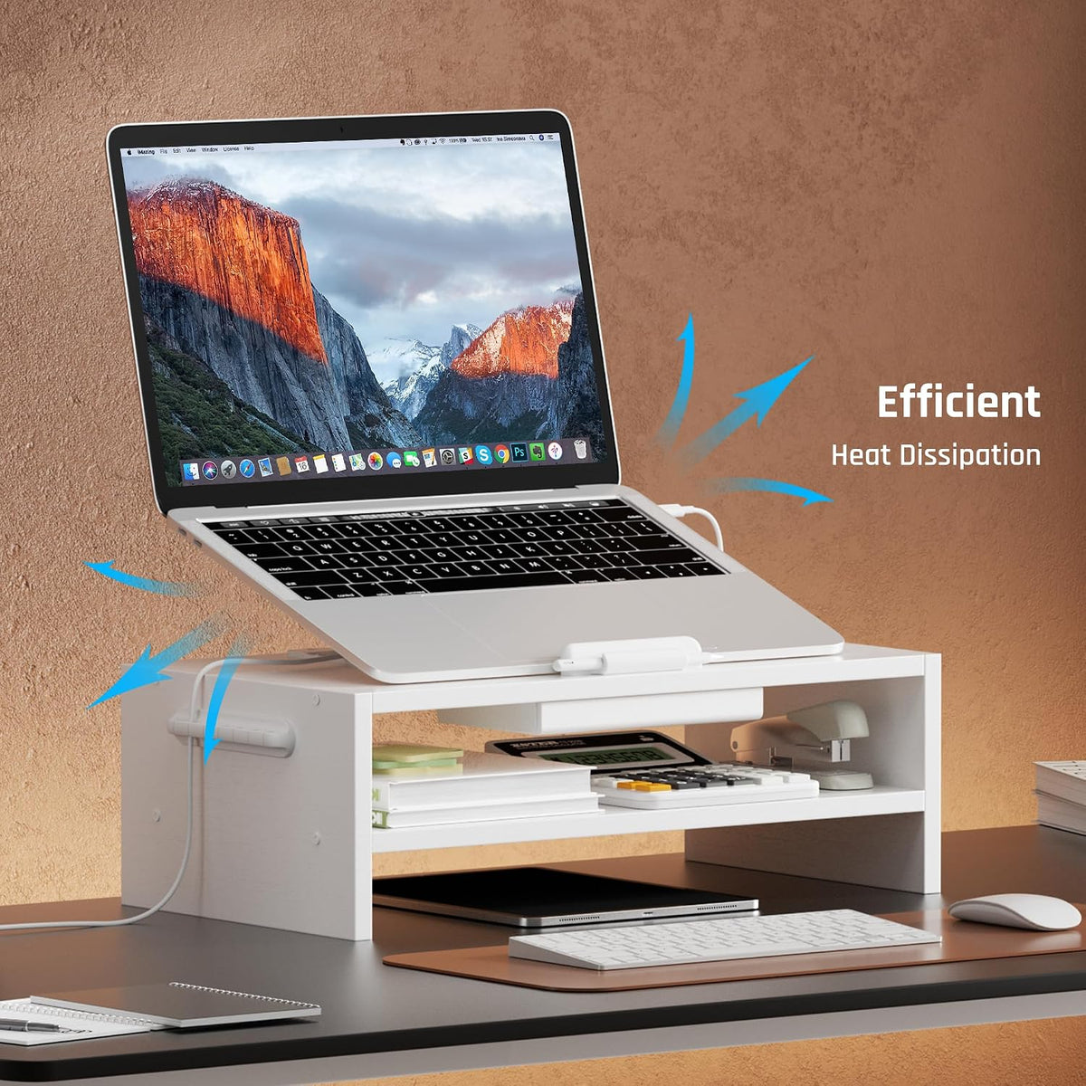 AFOOYO Adjustable Wood Laptop Stand, Ergonomic Height Angles Computer Holder ...