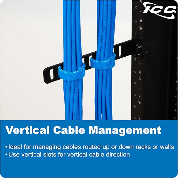 ICC 6” Metal L-Shaped Cable Management Bracket, Vertical/Horizontal, Rack or - Image 3