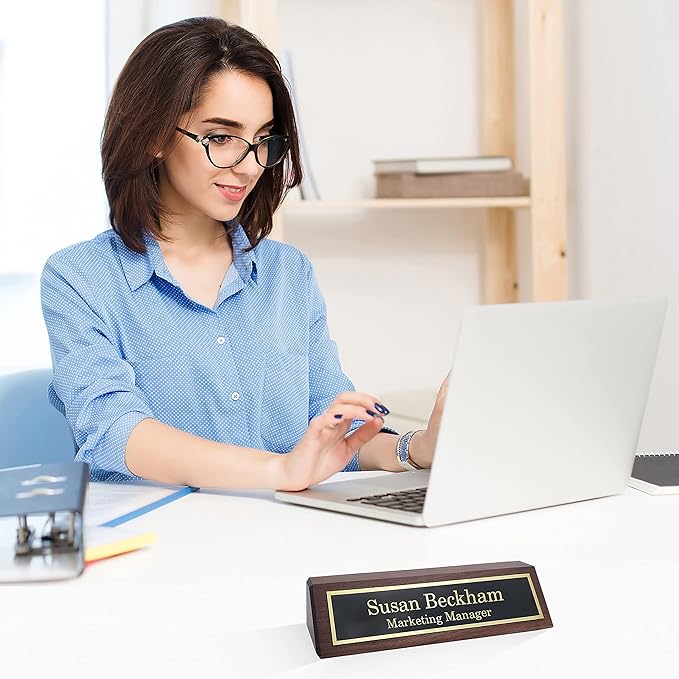Business Wood Name Plate for Desk | Custom Desk Name Plate Personalized Gift - Image 4