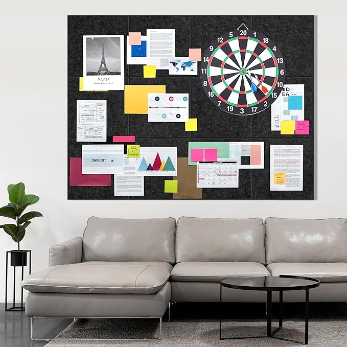 AKTOP Black Cork Bulletin Board 47"x35", 12 Pack Removable Felt Cork Board Tiles - Image 6
