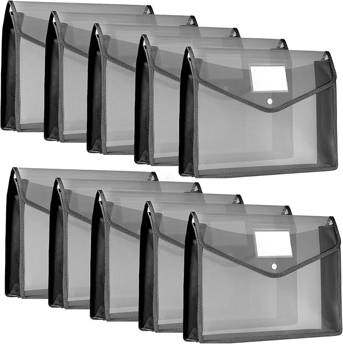 10 Pieces Plastic File Folders Envelope Expanding File Wallet Organizer by Epakh