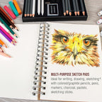 U.S. Art Supply 5.5"x8.5" Sketch Book Pad, 3 Pack, 60lb Spiral Bound - Image 5