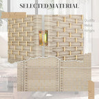 HOMCOM 4 Panel Room Divider, Hand-Woven Freestanding Wall Partition - Image 5
