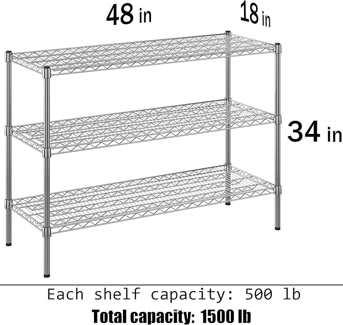 Regal Altair 18" Deep x 48" Wide x 34" Height Wire Shelving Kit | 3-Tier | NSF - Image 3
