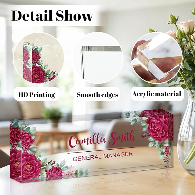Personalized Name Plate for Desk, Custom Acrylic Desk Name Sign, Office - Image 2