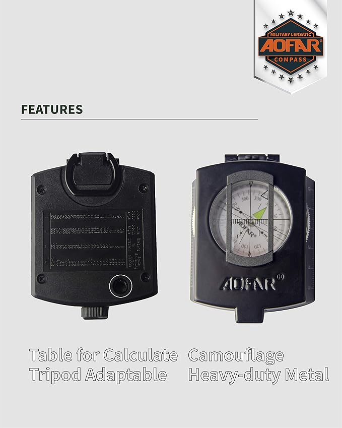 AOFAR Military Compass, AF-4580 Lensatic Sighting, Waterproof and Shakeproof - Image 3