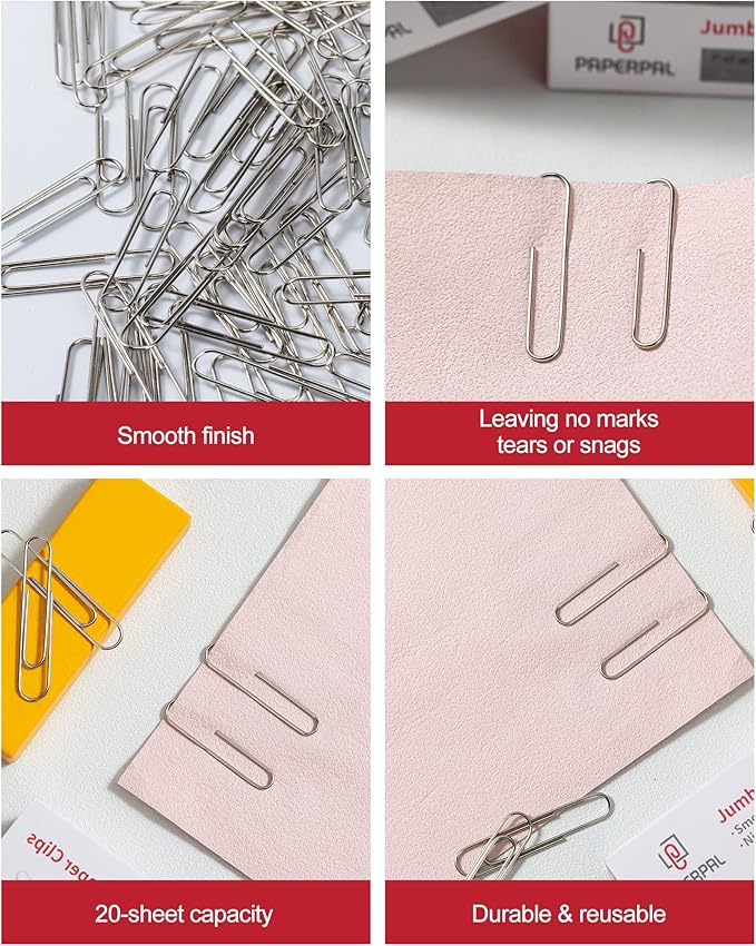 PAPERPAL Paperclips for Office School & Personal Use, Jumbo Smooth Paper Clip - Image 4