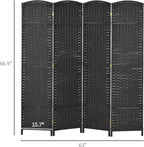 HOMCOM Room Divider, 4 Panel Folding Privacy Screen, 5.6' Tall Freestanding - Image 7