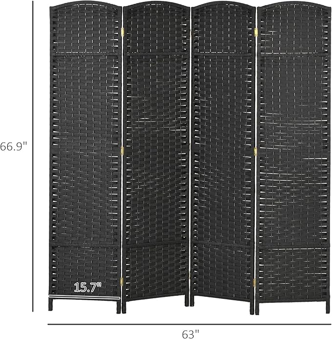 HOMCOM Room Divider, 4 Panel Folding Privacy Screen, 5.6' Tall Freestanding - Image 7