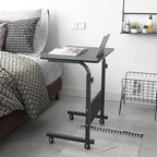 DlandHome Rolling Laptop Desk Stand Up Adjustable Mobile Laptop Desk, 23.6 - Image 2