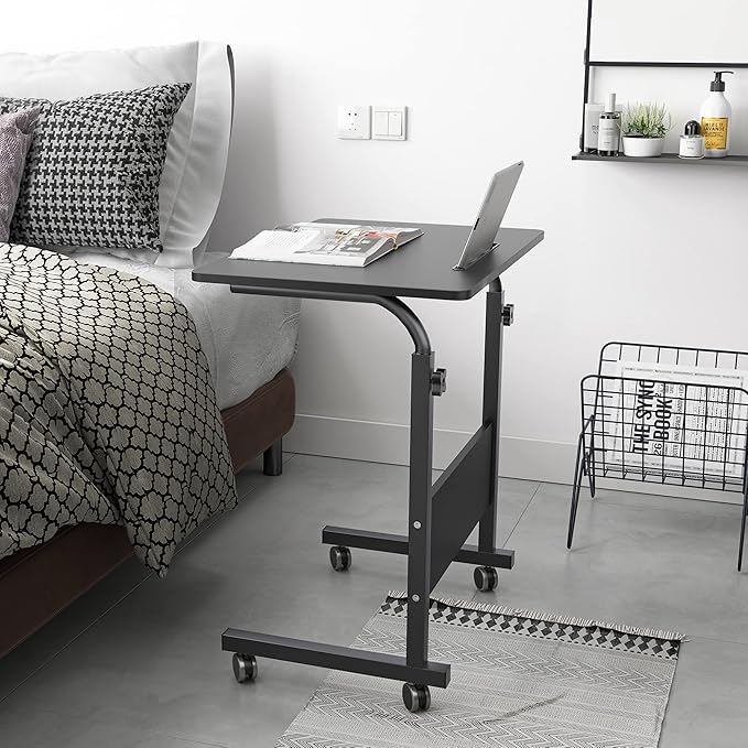 DlandHome Rolling Laptop Desk Stand Up Adjustable Mobile Laptop Desk, 23.6 - Image 2