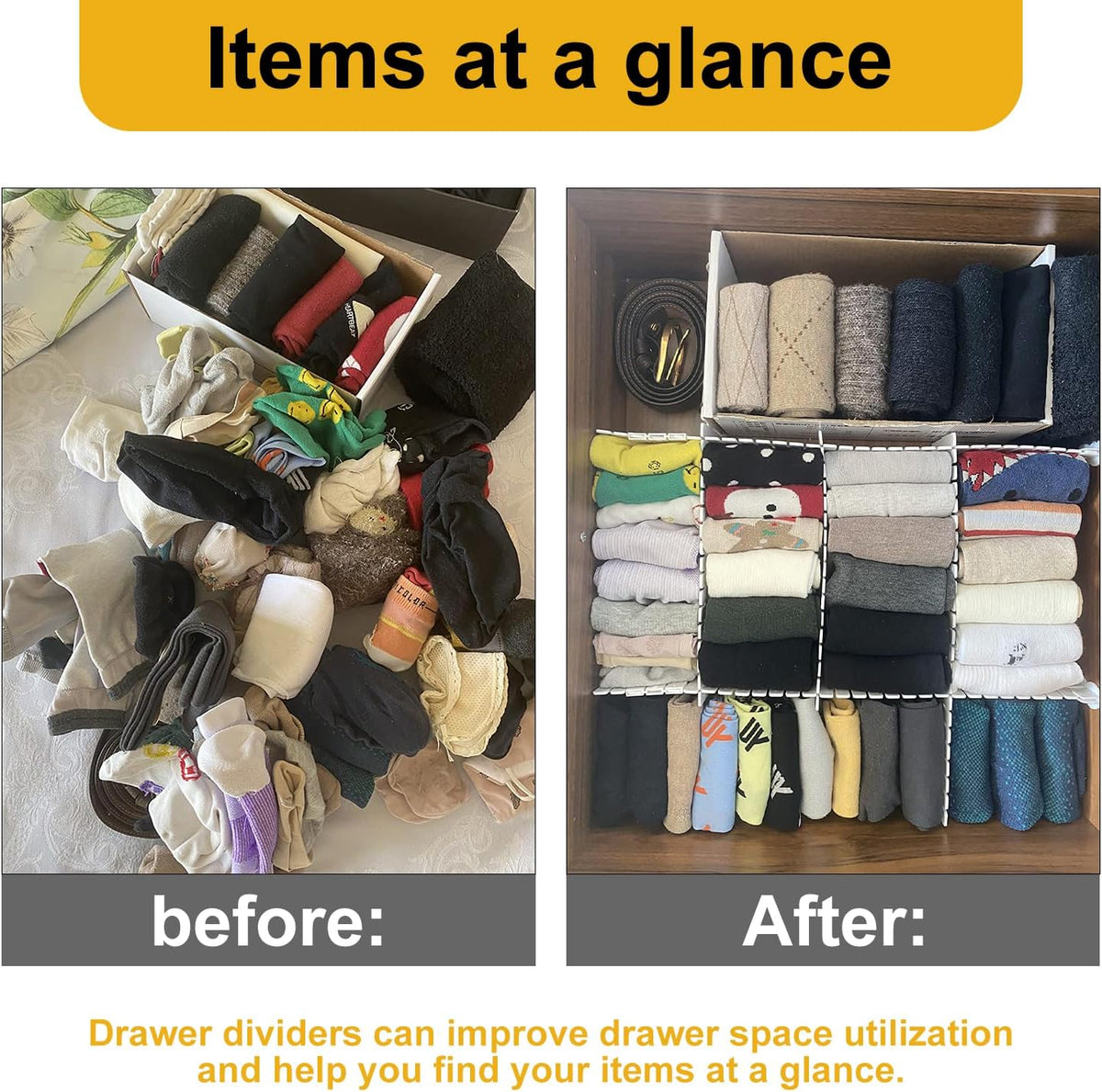 100 PCS Premium DIY Drawer Dividers, White, Adjustable Drawer Organizers for ...