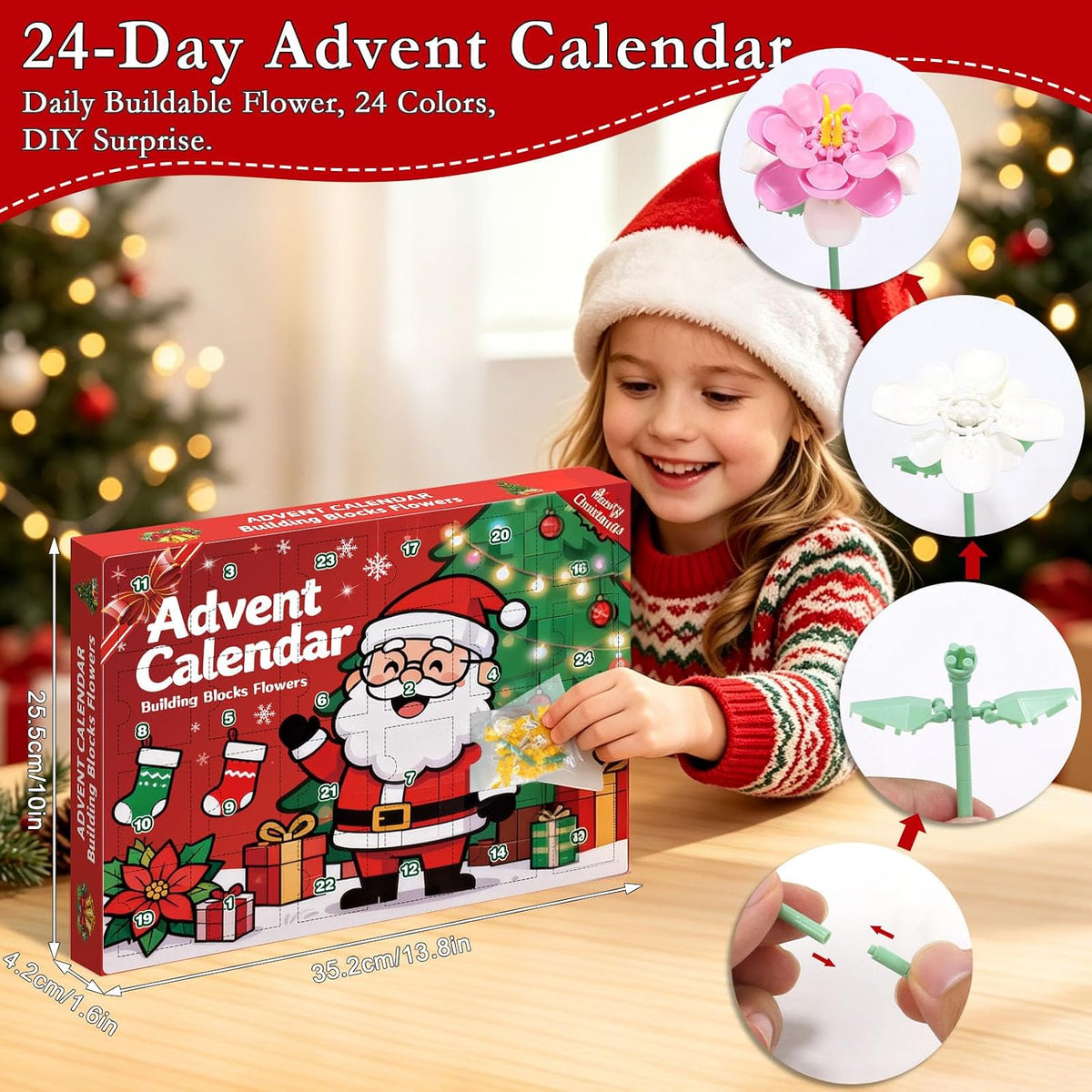 Flower Advent Calendar 2026 – 24-Day Christmas Countdown Building Set