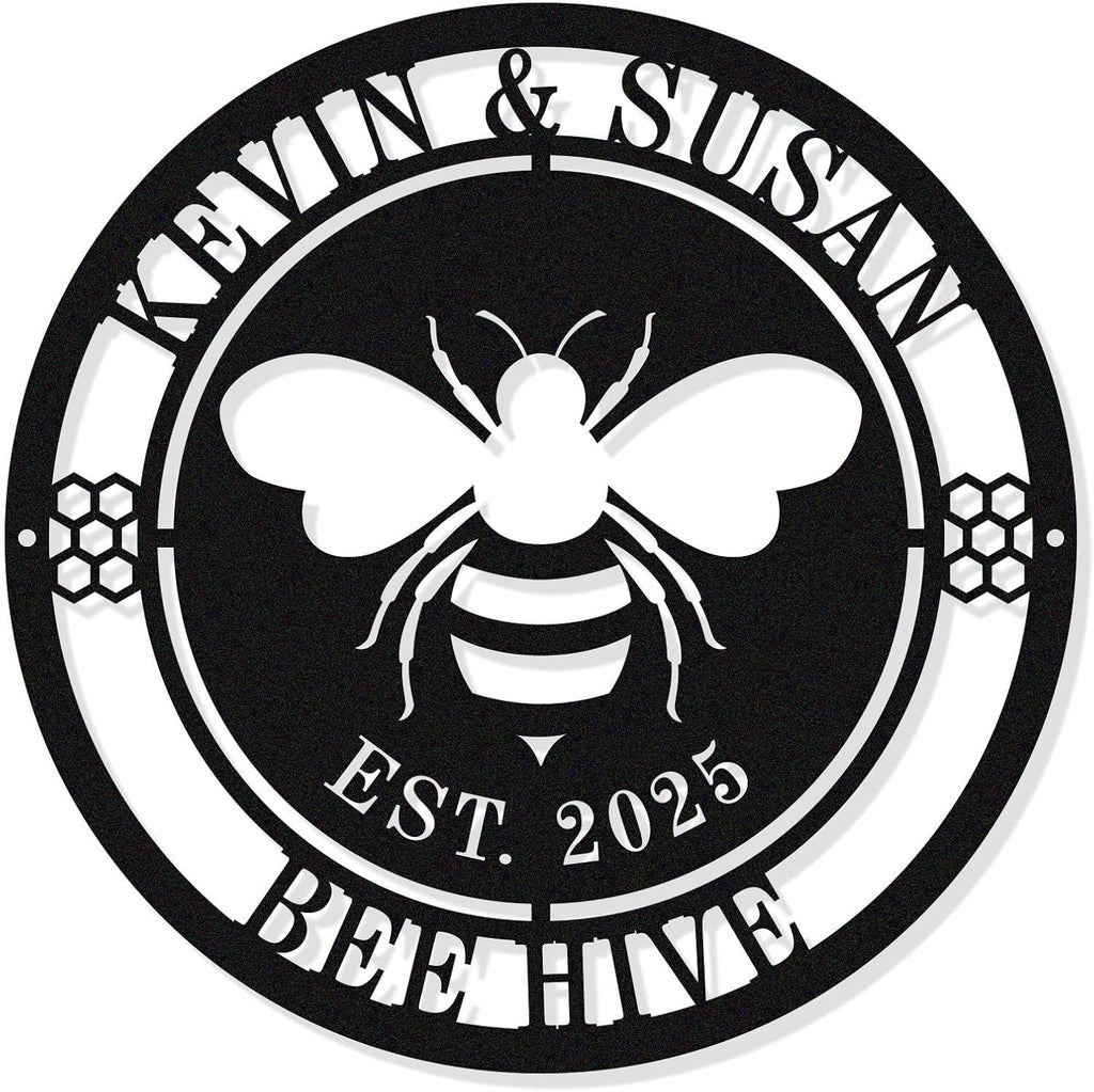 Personalized Honey Bee Sign, Custom Metal Bee Decor, Bee Hive Garden, Welcome