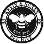 Personalized Honey Bee Sign, Custom Metal Bee Decor, Bee Hive Garden, Welcome