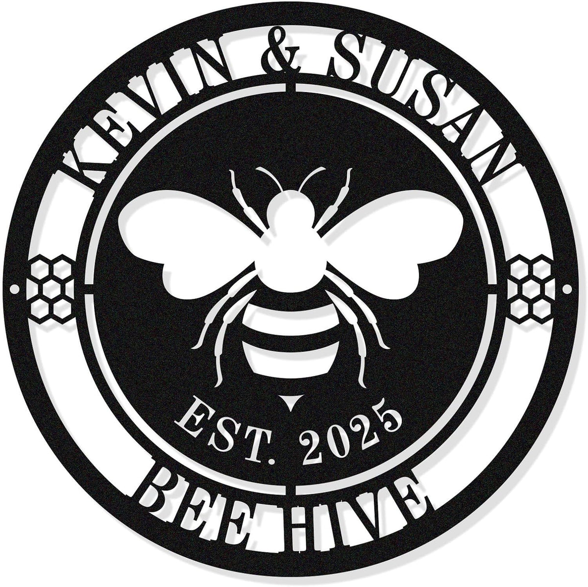 Personalized Honey Bee Sign, Custom Metal Bee Decor, Bee Hive Garden, Welcome