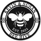 Personalized Honey Bee Sign, Custom Metal Bee Decor, Bee Hive Garden, Welcome by HYTSIGN