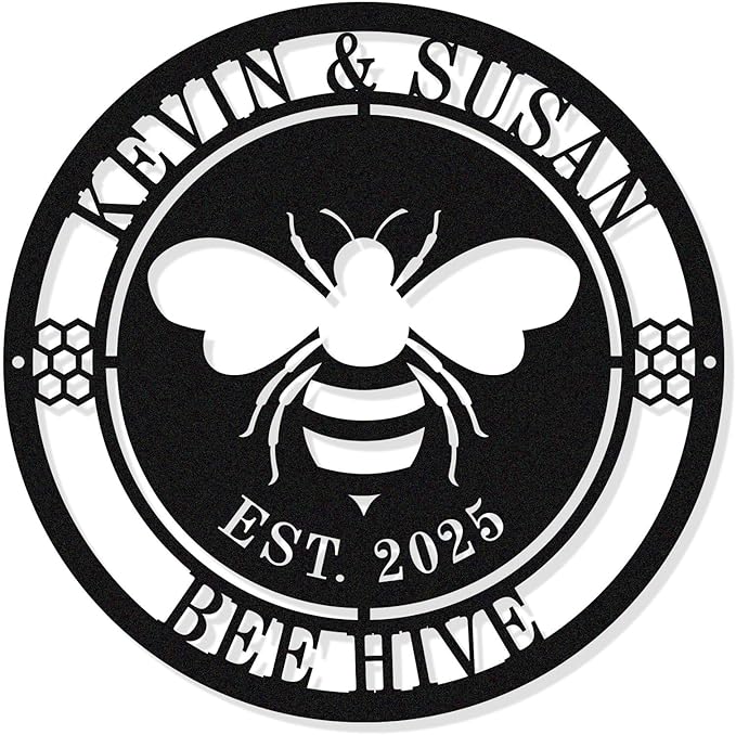 Personalized Honey Bee Sign, Custom Metal Bee Decor, Bee Hive Garden, Welcome by HYTSIGN