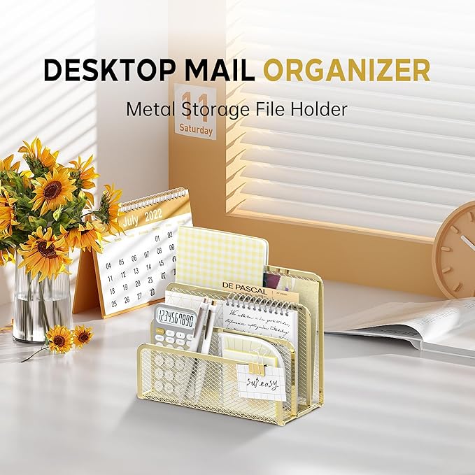 SUPEASY Mail Organizer for Desk, Mesh Metal Mail Holder Countertop - Image 2