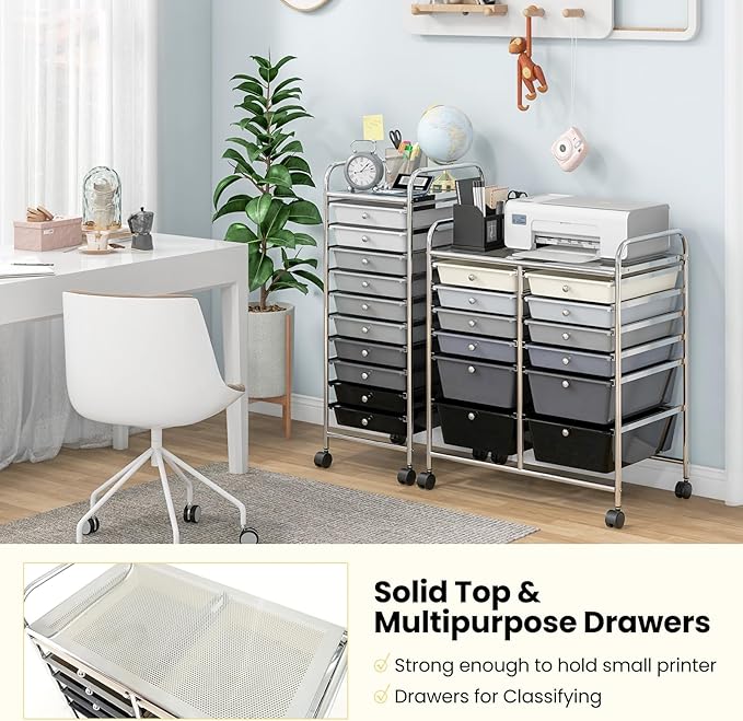 Giantex 12 Drawer Rolling Storage Cart Tools Scrapbook Paper Office School - Image 8