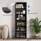 BORNOON 75" Tall Bookshelf, 6-Tier Floor Standing Bookcase - Image 5