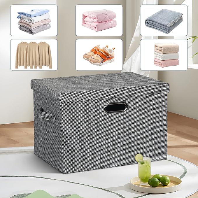 Graciadeco Large 17" 36 Quart Collapsible Stackable Storage Bins - Image 6