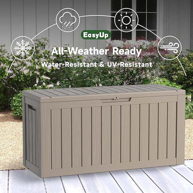 EasyUp 90 Gallon Deck Boxes Waterproof, Outdoor Large Storage Boxes - Image 7