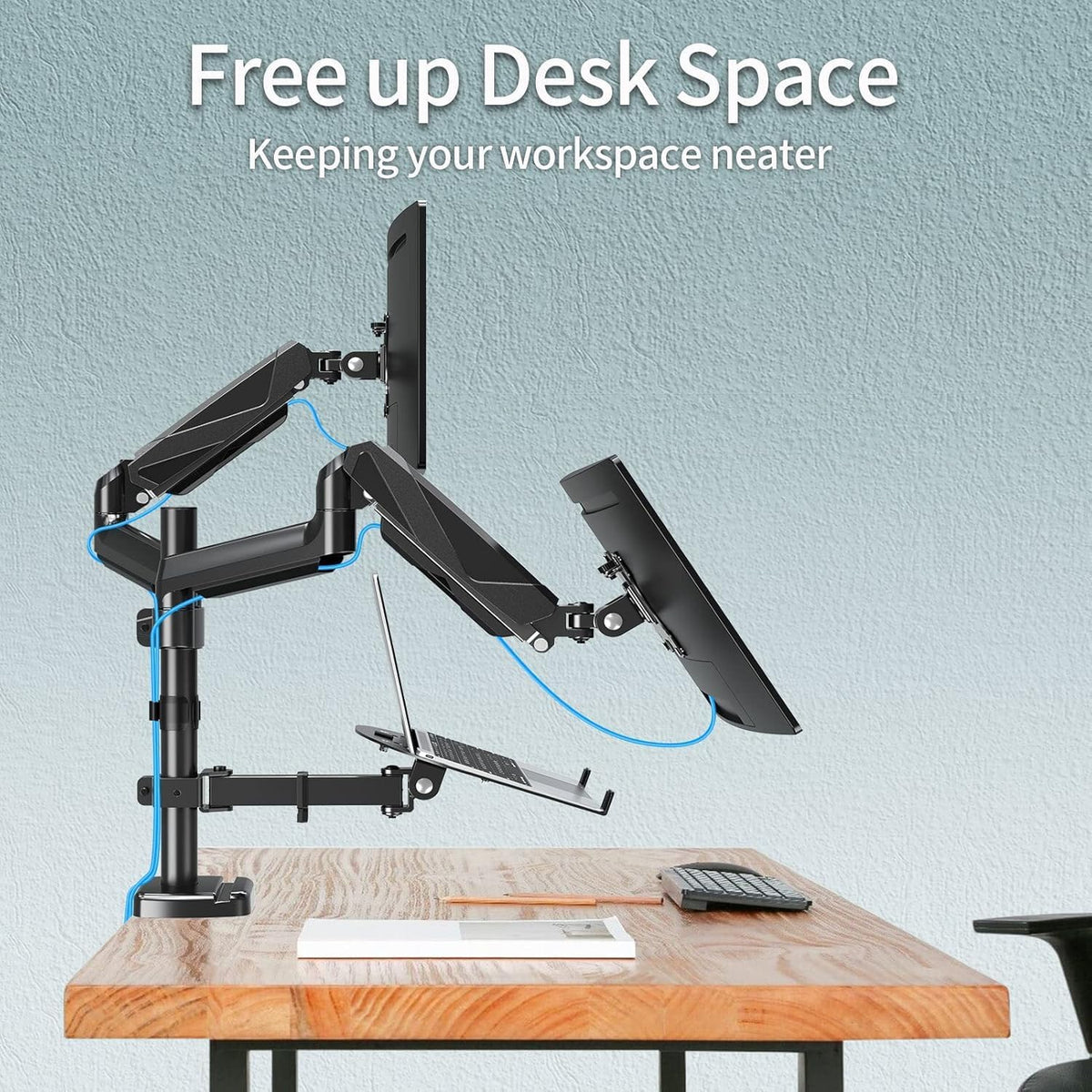 mountup dual monitor and laptop mount, adjustable monitor, view 9