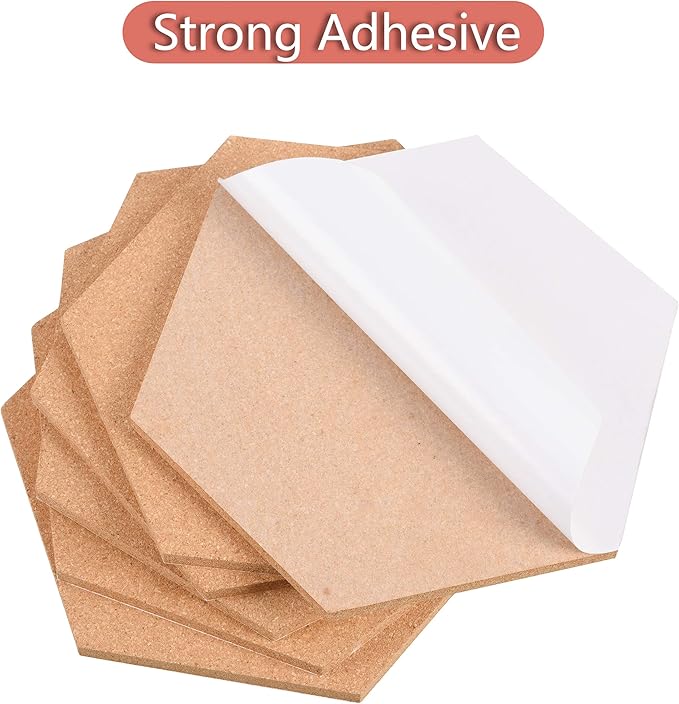 SUNGIFT Hexagon Cork Board Tiles Self Adhesive 6 Pack - Image 5