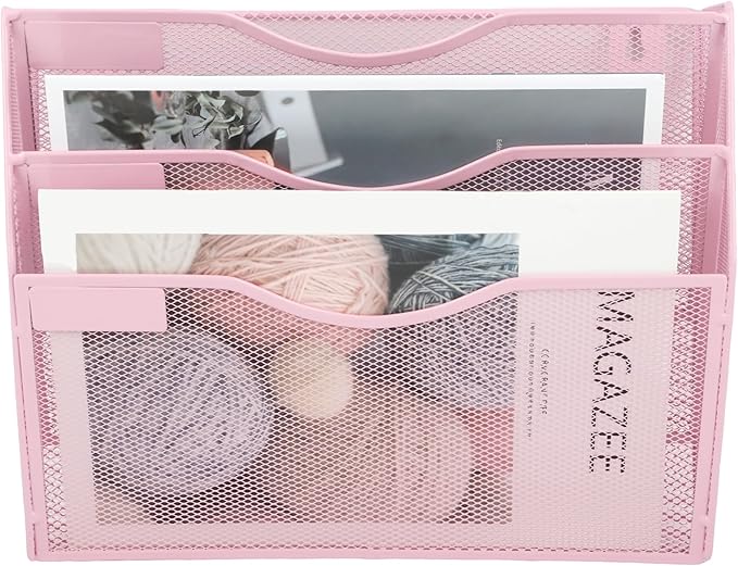EASEPRES 3 Pocket Mesh Hanging Wall File Organizer, Wall Mounted Mail Paper - Image 3
