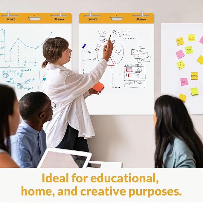 SUNEE Sticky Easel Pads, 25x30 Inches, 30 Sheets/Pad, 4 Pack – Self Stick Flip - Image 6