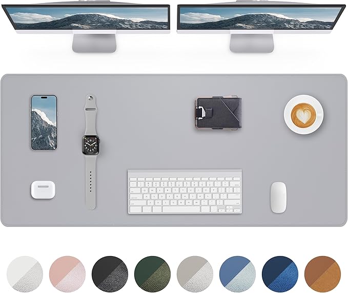 Leather Desk Pad Cover- 48" x 17" Office Desk Protector, Non-Slip PU Leather by AFIING