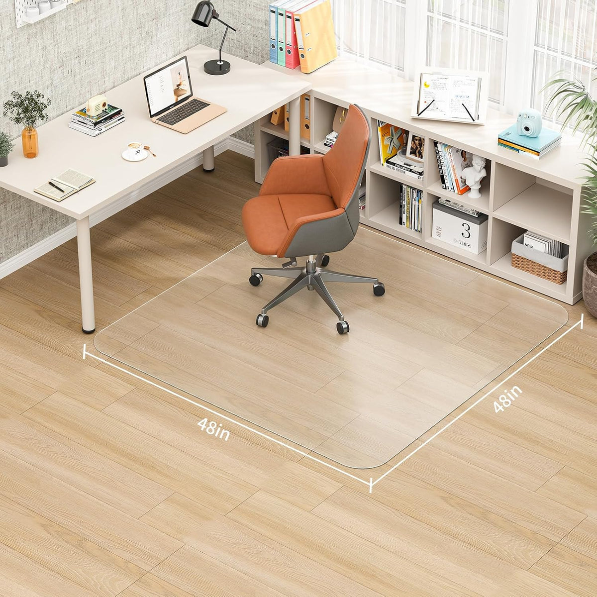 48" X 48" PVC Clear Desk Chair Mat for Hard Floors