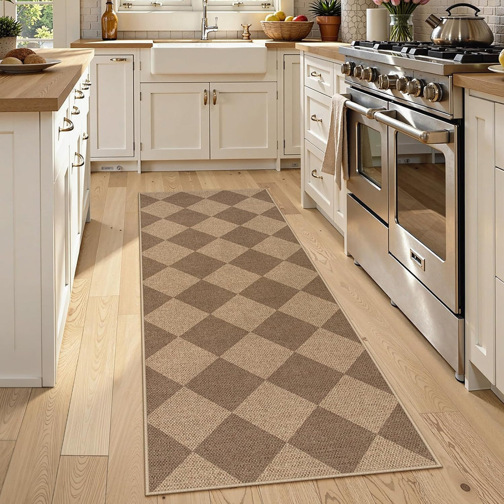 lahome checkered easy jute outdoor runner rug, 2x6 shown in use