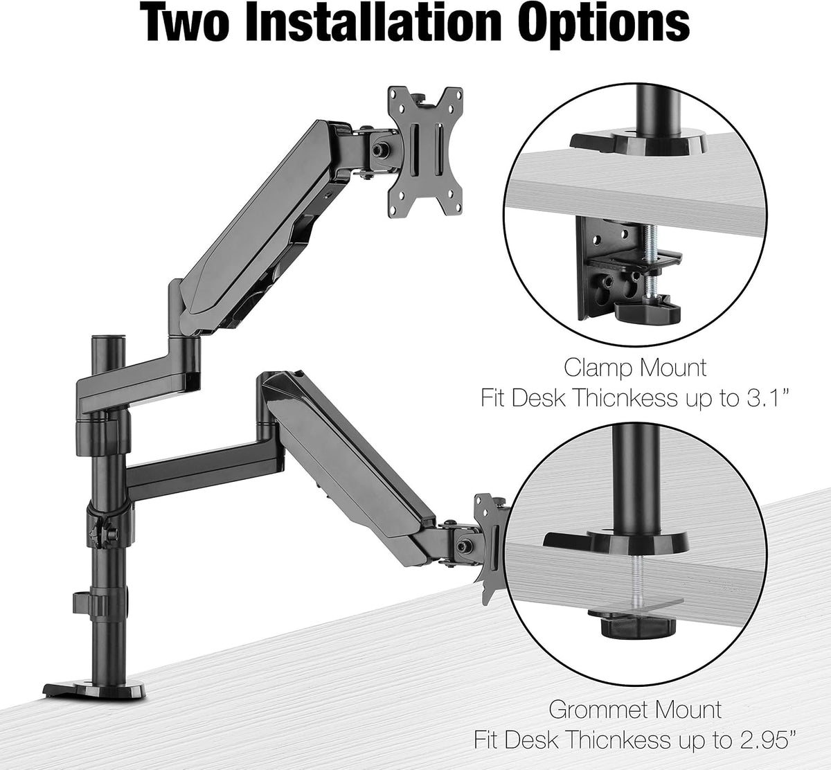 TechOrbits Triple/Double/Single Monitor Mount Stand - Computer Screen Desk Ga...