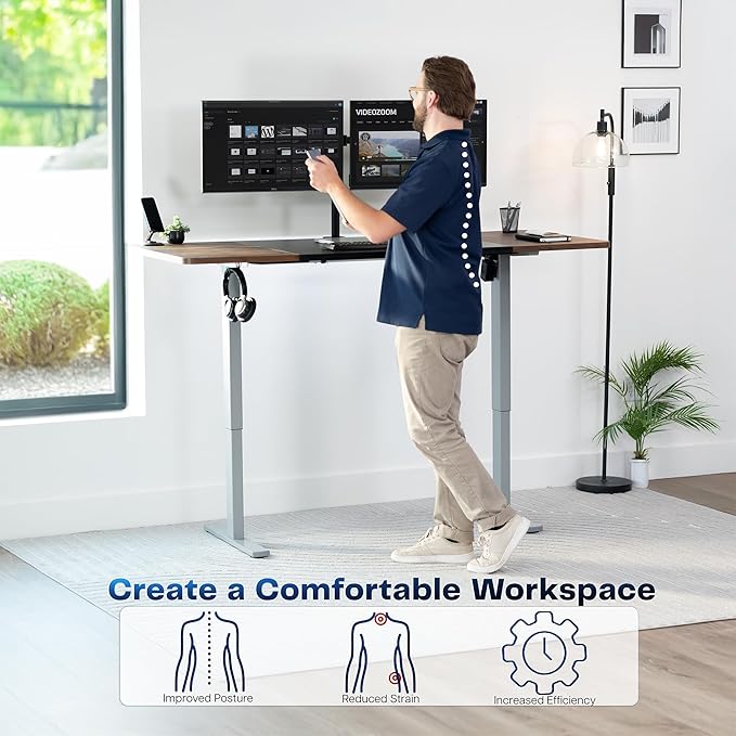 VIVO Electric 71 x 30 in Rustic Standing Desk, Memory Height Adjustment - Image 4