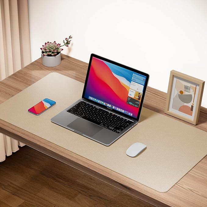 Boutilon Leather Desk Pad Protector, Non-Slip Mouse Pad, Laptop Desk Pad - Image 2