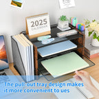 opnice desk organizer, 4-tier desktop file organizer with, side view