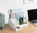 white desktop organizer - 9 compartment office desk, side view