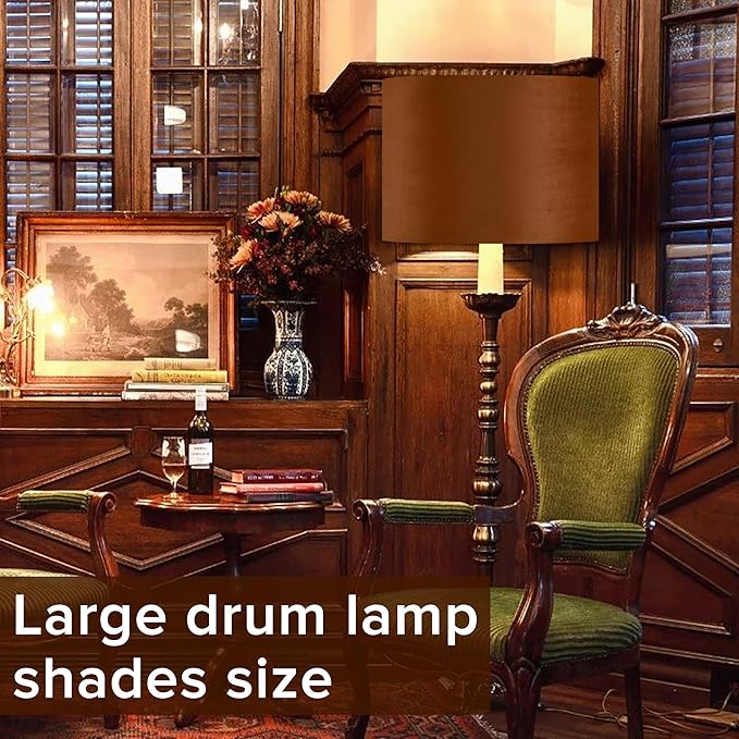 GO&SO Large Lampshade Replacement, Burnt Orange Velvet Drum Lamp Shades Set of - Image 7