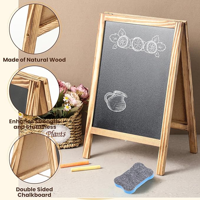 Henoyso 2 Pcs 16" x 10" Small Chalkboard Easel Tabletop Chalkboard Signs Menu - Image 3