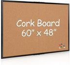 Board2by Extra Large Cork Bulletin Board 60" X 48", Foldable Notice Pin Board by Justdowhatyouwanttodo