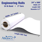 Alliance Wide Format Paper 24" x 500' Rolls Bond Engineering - Image 2