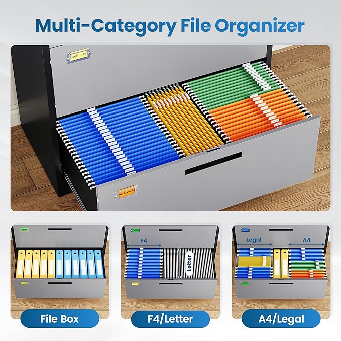 PEUKC 4 Drawer File Cabinet, Lateral Filing Cabinets - Image 4