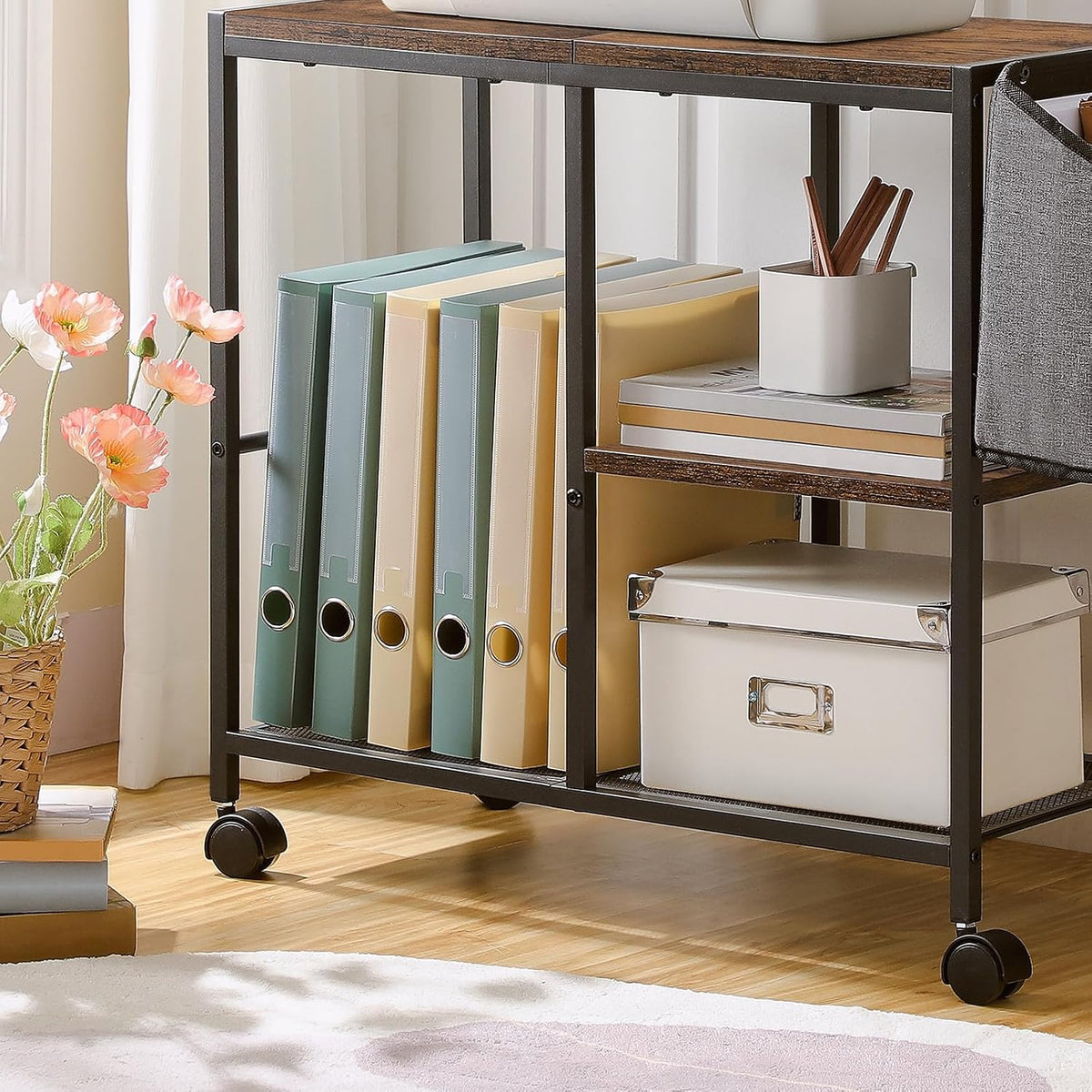 MAHANCRIS Printer Stand with Storage Bag, 3-Tier Mobile Under Desk Printer Ca...