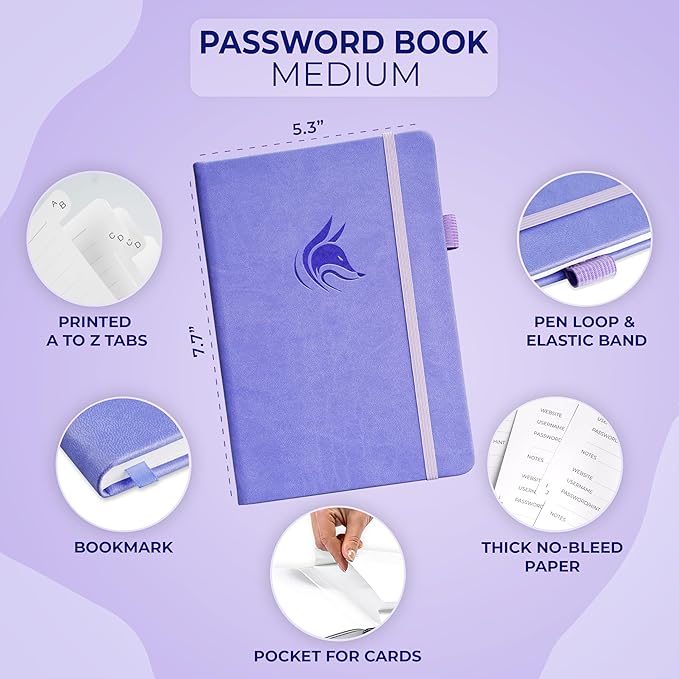 Clever Fox Password Book with alphabetical tabs. Internet Address Organizer - Image 2
