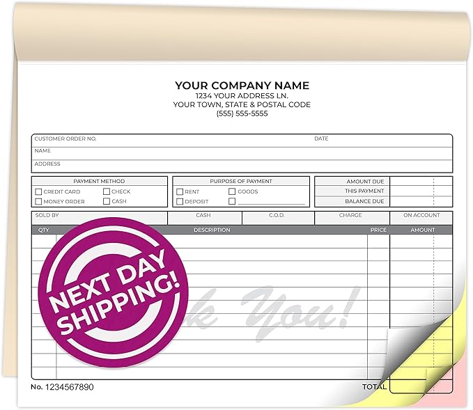 Custom 8.5" x 7" Carbonless NCR Books in 3-Part Triplicate Invoices, Work Orders by PrintPPS