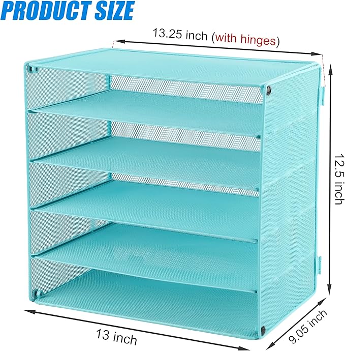 EASEPRES 5 Slot Mesh Desk Organizer Tray, File Paper Letter Folder Holder - Image 2
